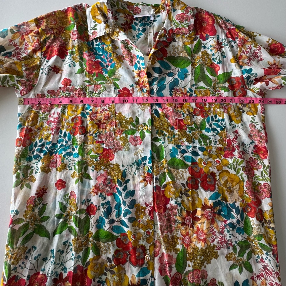 Johnny Was MILLO Floral Shirt Dress Floral Garden Print NEW Cotton Silk MEDIUM - Picture 5 of 9